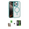 MARSİLYAN™- iPhone 16 Pro Max Kılıf Kıvılcım Prime - Şeffaf 360 Full Body Arka Koruyucu + Çöl Titanyum Raze Metal Kamera Lens
