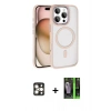 MARSİLYAN™- iPhone 16 Pro Max Kılıf Kıvılcım Prime - Şeffaf 360 Full Body Arka Koruyucu + PVD Metal Kamera Lens - GD