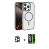 MARSİLYAN™- iPhone 16 Pro Max Kılıf Kıvılcım Prime - Şeffaf 360 Full Body Arka Koruyucu + PVD Metal Kamera Lens - GD