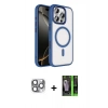 MARSİLYAN™- iPhone 16 Pro Max Kılıf Kıvılcım Prime - Şeffaf 360 Full Body Arka Koruyucu + Pers Alüminyum Kamera Lens - GI