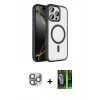 MARSİLYAN™- iPhone 16 Pro Max Kılıf Kıvılcım Prime - Şeffaf 360 Full Body Arka Koruyucu + Pers Alüminyum Kamera Lens - GI