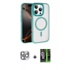 MARSİLYAN™- iPhone 16 Pro Max Kılıf Kıvılcım Prime - Şeffaf 360 Full Body Arka Koruyucu + Pers Alüminyum Kamera Lens - GI