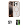 MARSİLYAN™- iPhone 16 Pro Max Kılıf Kıvılcım Prime - Şeffaf 360 Full Body Arka Koruyucu + Pers Alüminyum Kamera Lens - GI