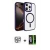 MARSİLYAN™- iPhone 16 Pro Max Kılıf Kıvılcım Prime - Şeffaf 360 Full Body Arka Koruyucu + Pers Alüminyum Kamera Lens - GI