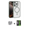 MARSİLYAN™- iPhone 16 Pro Max Kılıf Kıvılcım Prime - Şeffaf 360 Full Body Arka Koruyucu + Pers Alüminyum Kamera Lens - GI