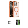 MARSİLYAN™- iPhone 16 Pro Max Kılıf Kıvılcım Prime - Şeffaf 360 Full Body Arka Koruyucu + PVD Metal Kamera Lens - GS