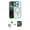 MARSİLYAN™- iPhone 16 Pro Max Kılıf Kıvılcım Prime - Şeffaf 360 Full Body Arka Koruyucu + Natural Grey Raze Metal Kamera Lens