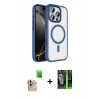 MARSİLYAN™- iPhone 16 Pro Max Kılıf Kıvılcım Prime - Şeffaf 360 Full Body Arka Koruyucu + Natural Grey Raze Metal Kamera Lens