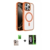 MARSİLYAN™- iPhone 16 Pro Max Kılıf Kıvılcım Prime - Şeffaf 360 Full Body Arka Koruyucu + Natural Grey Raze Metal Kamera Lens