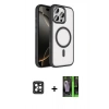 MARSİLYAN™- iPhone 16 Pro Max Kılıf Kıvılcım Prime - Şeffaf 360 Full Body Arka Koruyucu + PVD Metal Kamera Lens - SH