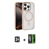 MARSİLYAN™- iPhone 16 Pro Max Kılıf Kıvılcım Prime - Şeffaf 360 Full Body Arka Koruyucu + PVD Metal Kamera Lens - SH