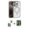 MARSİLYAN™- iPhone 16 Pro Max Kılıf Kıvılcım Prime - Şeffaf 360 Full Body Arka Koruyucu + Raze Metal Kamera Lens - SH