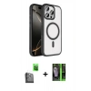 MARSİLYAN™- iPhone 16 Pro Max Kılıf Kıvılcım Prime - Şeffaf 360 Full Body Arka Koruyucu + Raze Metal Kamera Lens - SH