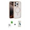 MARSİLYAN™- iPhone 16 Pro Max Kılıf Kıvılcım Prime - Şeffaf Pasifik Cam Ekran Koruyucu + Raze Metal Kamera Lens - BZ