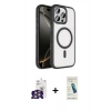 MARSİLYAN™- iPhone 16 Pro Max Kılıf Kıvılcım Prime - Şeffaf Pasifik Cam Ekran Koruyucu + Bilvis Titan Kamera Lens - GS