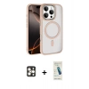 MARSİLYAN™- iPhone 16 Pro Max Kılıf Kıvılcım Prime - Şeffaf Pasifik Cam Ekran Koruyucu + PVD Metal Kamera Lens - GD