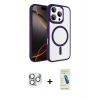 MARSİLYAN™- iPhone 16 Pro Max Kılıf Kıvılcım Prime - Şeffaf Pasifik Cam Ekran Koruyucu + Pers Alüminyum Kamera Lens - GS