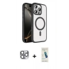 MARSİLYAN™- iPhone 16 Pro Max Kılıf Kıvılcım Prime - Şeffaf Pasifik Cam Ekran Koruyucu + Pers Alüminyum Kamera Lens - GI