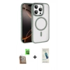 MARSİLYAN™- iPhone 16 Pro Max Kılıf Kıvılcım Prime - Şeffaf Pasifik Cam Ekran Koruyucu + Raze Metal Kamera Lens - CLTM