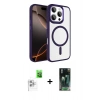 MARSİLYAN™- iPhone 16 Pro Max Kılıf Kıvılcım Prime - Siyah 360 Mat Full Body Arka Koruyucu + Raze Metal Kamera Lens - BZ