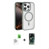 MARSİLYAN™- iPhone 16 Pro Max Kılıf Kıvılcım Prime - Siyah 360 Mat Full Body Arka Koruyucu + Raze Metal Kamera Lens - BZ