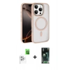 MARSİLYAN™- iPhone 16 Pro Max Kılıf Kıvılcım Prime - Siyah 360 Mat Full Body Arka Koruyucu + Raze Metal Kamera Lens - BZ