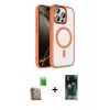MARSİLYAN™- iPhone 16 Pro Max Kılıf Kıvılcım Prime - Siyah 360 Mat Full Body Arka Koruyucu + Çöl Titanyum Raze Metal Kamera Lens