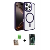 MARSİLYAN™- iPhone 16 Pro Max Kılıf Kıvılcım Prime - Siyah 360 Mat Full Body Arka Koruyucu + Çöl Titanyum Raze Metal Kamera Lens