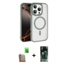 MARSİLYAN™- iPhone 16 Pro Max Kılıf Kıvılcım Prime - Siyah 360 Mat Full Body Arka Koruyucu + Çöl Titanyum Raze Metal Kamera Lens