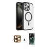 MARSİLYAN™- iPhone 16 Pro Max Kılıf Kıvılcım Prime - Siyah 360 Mat Full Body Arka Koruyucu + Pers Alüminyum Kamera Lens - CLTM