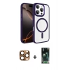 MARSİLYAN™- iPhone 16 Pro Max Kılıf Kıvılcım Prime - Siyah 360 Mat Full Body Arka Koruyucu + Pers Alüminyum Kamera Lens - CLTM