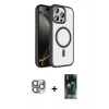 MARSİLYAN™- iPhone 16 Pro Max Kılıf Kıvılcım Prime - Siyah 360 Mat Full Body Arka Koruyucu + Pers Alüminyum Kamera Lens - GI
