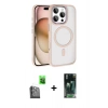 MARSİLYAN™- iPhone 16 Pro Max Kılıf Kıvılcım Prime - Siyah 360 Mat Full Body Arka Koruyucu + Siyah Raze Metal Kamera Lens