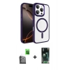 MARSİLYAN™- iPhone 16 Pro Max Kılıf Kıvılcım Prime - Siyah 360 Mat Full Body Arka Koruyucu + Siyah Raze Metal Kamera Lens