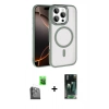 MARSİLYAN™- iPhone 16 Pro Max Kılıf Kıvılcım Prime - Siyah 360 Mat Full Body Arka Koruyucu + Siyah Raze Metal Kamera Lens
