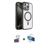 MARSİLYAN™- iPhone 16 Pro Max Kılıf Kıvılcım Prime - Siyah 3D Antistatik Cam Ekran Koruyucu + Bilvis Titan Kamera Lens - TMGI