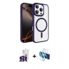 MARSİLYAN™- iPhone 16 Pro Max Kılıf Kıvılcım Prime - Siyah 3D Antistatik Cam Ekran Koruyucu + Bilvis Titan Kamera Lens - SH