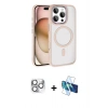 MARSİLYAN™- iPhone 16 Pro Max Kılıf Kıvılcım Prime - Siyah 3D Antistatik Cam Ekran Koruyucu + Pers Alüminyum Kamera Lens - GS