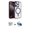 MARSİLYAN™- iPhone 16 Pro Max Kılıf Kıvılcım Prime - Siyah 3D Antistatik Cam Ekran Koruyucu + Pers Alüminyum Kamera Lens - GS