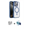 MARSİLYAN™- iPhone 16 Pro Max Kılıf Kıvılcım Prime - Siyah 3D Antistatik Cam Ekran Koruyucu + Pers Alüminyum Kamera Lens - GS