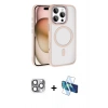 MARSİLYAN™- iPhone 16 Pro Max Kılıf Kıvılcım Prime - Siyah 3D Antistatik Cam Ekran Koruyucu + Pers Alüminyum Kamera Lens - GI
