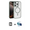 MARSİLYAN™- iPhone 16 Pro Max Kılıf Kıvılcım Prime - Siyah 3D Antistatik Cam Ekran Koruyucu + PVD Metal Kamera Lens - GS