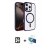 MARSİLYAN™- iPhone 16 Pro Max Kılıf Kıvılcım Prime - Siyah 3D Antistatik Cam Ekran Koruyucu + PVD Metal Kamera Lens - GS