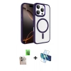 MARSİLYAN™- iPhone 16 Pro Max Kılıf Kıvılcım Prime - Siyah 3D Antistatik Cam Ekran Koruyucu + Raze Metal Kamera Lens - NLGY
