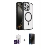 MARSİLYAN™- iPhone 16 Pro Max Kılıf Kıvılcım Prime - Siyah 3D Antistatik Hayalet Cam Ekran Koruyucu + Bilvis Titan Kamera Lens - SH