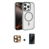 MARSİLYAN™- iPhone 16 Pro Max Kılıf Kıvılcım Prime - Siyah 3D Antistatik Hayalet Cam Ekran Koruyucu + Pers Alüminyum Kamera Lens - CLTM