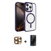 MARSİLYAN™- iPhone 16 Pro Max Kılıf Kıvılcım Prime - Siyah 3D Antistatik Hayalet Cam Ekran Koruyucu + Pers Alüminyum Kamera Lens - CLTM