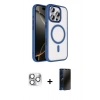MARSİLYAN™- iPhone 16 Pro Max Kılıf Kıvılcım Prime - Siyah 3D Antistatik Hayalet Cam Ekran Koruyucu + Pers Alüminyum Kamera Lens - GS