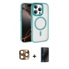 MARSİLYAN™- iPhone 16 Pro Max Kılıf Kıvılcım Prime - Siyah 3D Antistatik Hayalet Cam Ekran Koruyucu + Pers Alüminyum Kamera Lens - CLTM