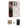MARSİLYAN™- iPhone 16 Pro Max Kılıf Kıvılcım Prime - Siyah 3D Antistatik Hayalet Cam Ekran Koruyucu + Pers Alüminyum Kamera Lens - CLTM